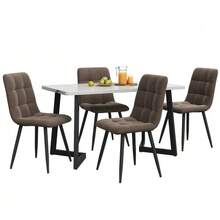 Dining Set (117x68cm Dining Table With 4 Chairs), Rectangular Dining Table, Modern Kitchen Table Set, Brown Velvet Dining Chair, Black Table Legs - Brown + MDF - View 6