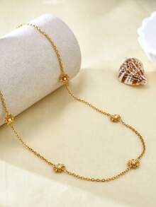 TONSI 1 chiếc dây chuyền mặt dây chuyền hình hoa cúc bằng thép không gỉ mạ vàng 18K, sang trọng, quyến rũ, cổ điển, tối giản, thời trang, retro cao cấp, phù hợp cho mùa hè, kỳ nghỉ, du lịch, công sở, mặc hàng ngày, tiệc tùng, tụ họp dành cho phụ nữ. - Vàng - Xem 7