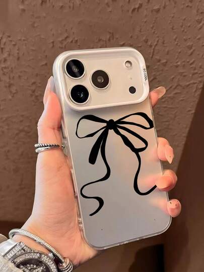 时尚个性黑色蝴蝶结设计主题手机壳，奢华防震优雅可爱，触感柔软，握感极佳，防水防污，带摄像头保护缓冲盖，兼容苹果16、15、14、13、12、11 Plus/Pro Max系列，适合作为复活节、情人节、新年、愚人节、生日礼物送给女朋友、男朋友、朋友或自用。