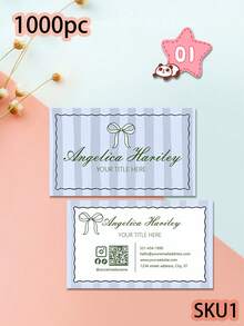 200/500/1000pcs Customize Whimsical Wavy Business Card Template, Personalized QR Code, Aesthetic Business Business Card, Elegant Luxury Editable Calling Card, Bow Striped Business Card, Small Business Owner Business Card, Influencer Business Card, Bridal Planner Business Card, Personalized Gifts - Multicolor - View 14