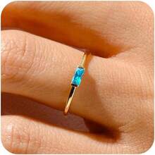 ¡RecomendadoRLMOON - Anillos de piedra natal de oro para mujer, anillo apilable, delicado chapado en oro de 14 quilates, chapado en oro de 14 quilates, anillo de piedras preciosas verde esmeralda, regalo¡Top de Temporada - Oro-07-jul. (Rubí creado) - Ver 12