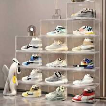 Upgraded Stackable Clear Shoe Boxes, Display & Storage Boxes, Plastic Transparent Drawer-Style Shoe Boxes, Shoe Racks, Shoe Cabinets, Standalone Display, Suitable For Office And Home Display And Storage, Shoe Boxes, Transparent, Black, Limited Edition Shoe Storage, Display, Shoe Display, Mother's Day Gift - Multicolor - View 2