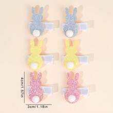 ZOYO 6-Piece Easter Bunny Hair Clips – Glitter Rabbit Hair Accessories – Polyester Non-Woven Fabric Barrettes – Four Seasons Casual Style – Teen Animal Pattern Hair Clips – Festive Holiday Hair Embellishments - Rabbit - View 8