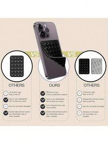 1pc Silicone Suction Cup Phone Holder, 28 Independent Suction Cups, Reusable, Double-Sided Holder, Suitable For Makeup, Fitness, Shower, Car, And Kitchen - 黑色1件 - 查看 3