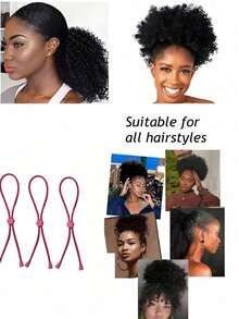 3pcs Adjustable Classic Elastic Hair Ties, African Ponytail Dreadlocks Curly Hair Bands, Women Hair Accessories, Couples Gift, Hair Washing Ties - Multicolor - View 5
