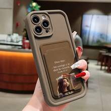 2 piezas Funda de teléfono protectora de cobertura completa a prueba de golpes con soporte para tarjetas de bambú marrón autoadhesivo, con citas inspiradoras cristianas de tema invernal, de TPU - Marrón - Ver 3