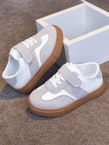 1 Pair Unisex New Low-Top Sneakers, Soft Sole Non-Slip Casual Toddler Shoes, Fashion Versatile Student Running Shoes, Children Lightweight Flat Shoes, Suitable For All Seasons - Beige - View 2