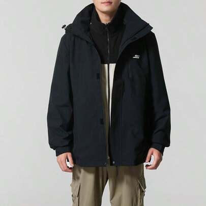 Skechers 三合一男女通用运动夹克，简约防风外套，带抓绒内衬，保暖舒适运动外套，P425U074-03K8