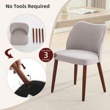 Huisuilinss Dining Chairs Set Of 2,Linen Upholstered Kitchen Chair With Thick Cushions,Wood Dinner Chair With Wood Legs,Wing Backrest,Accent Chair For Dining Room Living Room Kitchen - 亞麻灰 - 查看 5