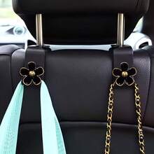 2pcs Elegant Triple-Color 5-Petal Flower Shaped Car Seat Headrest Hook, Simple Installation Multi-Function Storage Hook For Bags, Purses, Hats, Suitable For SUV, Sedan, Truck Interior Decor, Car Accessories - Multicolor - View 2