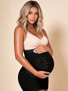 Pantaloni scurți Hart & Haze pentru maternitate, cu talie înaltă și panou extensibil pentru abdomen, pentru yoga, antrenament și sport, pentru gravide, Crăciun - Negru - Vizualizare 1