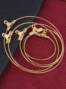 10-Piece 304 Stainless Steel Round Pendant Earrings Circle Hoop Earrings Large Hoop Ear Hook Earrings DIY Earring Accessories - Round - View 5