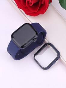 二合一运动硅胶表带和表壳套装，兼容 40mm、41mm、42mm、44mm、45mm、46mm 和 49mm 尺寸的 表带和表壳。柔软舒适的硅胶表带搭配铆钉表扣。防震防刮的硬质 PC 材料和钢化玻璃保护膜一体成型。兼容 Series Ultra/11/10/9/8/7/6/5/4/SE。男女通用智能手表表带和表壳套装。 - 午夜藍 - 查看 6