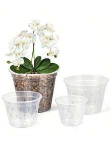 1个透明育苗盆，带排水孔和透气孔，透明兰花种植盆，柔韧塑料育苗盆，花园花盆，种子萌发盆 - A - 查看 1