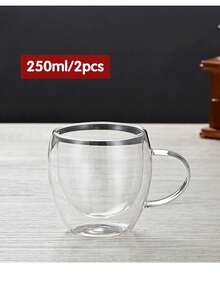 2/4pcs Double-Layer Glass Coffee Mugs, Transparent Glass Cups, Suitable For Home, Office, Dorm Use, Great Gift For Mother - Transparent - View 13