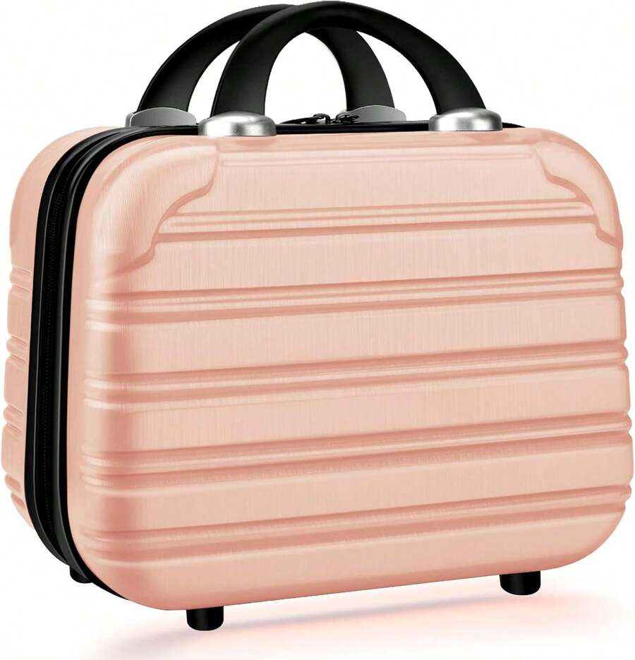 Maletín de maquillaje de carcasa rígida de 14 pulgadas para viajes y almacenamiento - Rosa - Ver 1