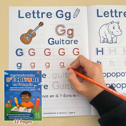 French Alphabet Writing Practice Workbook 32 Pages Kids Preschool French Educational Learning Worksheets Letter Tracing Book