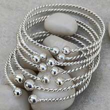 5pcs/10pcs Vintage Bohemian Style Silver-Tone Alloy Spiral Pattern Bangle Bracelets, Suitable For Weddings, Parties, Music Festivals And Holidays, All-Season Wear, Exquisite Gift For Family And Friends - Silver - View 7