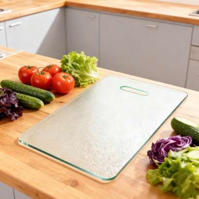 Pear Blossom Pattern Tempered Glass Cutting Board With Hanging Hole, For Kitchen, Scratch-Resistant, Heat-Resistant, Anti-Drop, Multipurpose For Cutting Vegetables, Fruits, Bread, Cheese, Dishwasher , Ideal For Holiday And Birthday Gifts