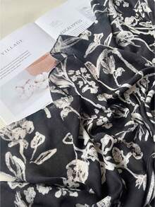 1pc Classic Cute Versatile Retro Minimalist Circle Pattern Scarf, Casual Daily Wear, Suitable For Autumn/Winter, Cosplay, Halloween, Travel, Sun Protection - Black - View 4