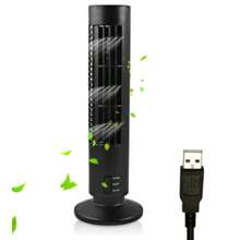 Ventilador de Torre portátil, silencioso, sin aspas, Ventilador eléctrico de 2 velocidades, Ventilador de Torre Alimentado por USB, Ventilador de Aire Acondicionado Vertical para Interior - Blanco y Negro - Ver 6