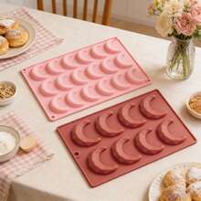 Herramienta de hornear mini mousse de 8 agujeros - Molde de silicona en forma de media luna 3D para pasteles y postres, Festival de Ramadán - Multicolor - Ver 1