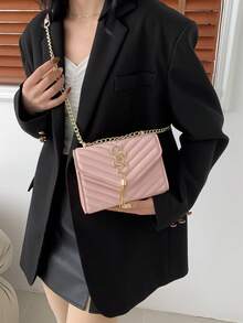 奢华时尚高端女士斜挎小方包，2026新款 - 粉色 - 查看 9