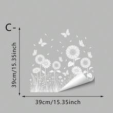 1/3pcs Creative Minimalist White Line Floral Window Stickers With Dandelion & Butterfly Design, Double-Sided Visible Glass Static Cling Decals For Bedroom, Living Room, Hallway - Flowers - View 11