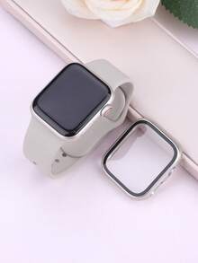2-In-1 Compatible With Apple Watch Band And Case For Sizes 40mm, 41mm, 42mm, 44mm, 45mm, 46mm, 49mm. Sporty/Casual Style With A Studded Silicone Strap. Features A Shock-Resistant And Scratch-Resistant Hard PC Case With A Tempered Glass Screen Protector. Compatible With Apple Watch Series Ultra/11/10/9/8/7/6/5/4/SE. Suitable For Men And Women. Soft, Comfortable, Easy To Put On, And Tactilely Sensitive. - Beige - View 6