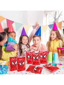 Marvel 10pcs/Set Red Spiderman Birthday Party Gift Bags Spider Theme Plastic Candy Bag Boy Loot Bag For Kids Birthday Party Favors Supplies Decor - Multicolor - View 4