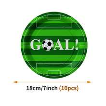 一套一次性足球主题餐盘、餐巾纸、杯子 - 可供 10 位客人使用，适合生日、婚礼、派对、家庭野餐等场合 - 彩色 - 查看 9