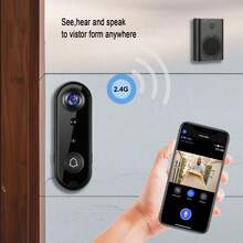 Doorbell Camera Wireless, Support Cloud Storage,Alert, Night Vision, Motion Detection,Two Way Audio,2.4Ghz,Black Chime - 黑色 - 查看 4