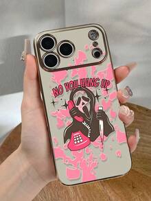 1pc Funny Horror Character Pattern Phone Case Romantic Aesthetic Style For Valentine Birthday New Year Compatible With IPhone 17promax/17pro/17/17Air/16promax/16pro/16plus/16/15promax/15pro/15plus/15/14promax/14pro/14plus/14/13promax/13pro/13/12promax/12pro/12/11promax/11 - 粉色 - 查看 1