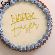 1 Stück/3 Stücke/6 Stücke Fröhliche Ostern Acryl Tortendeko Set mit goldenem & weißem Hasen Design Tortenpicks für Ostern Party Torte Dekoration - mehrfarbig - Übersicht 16