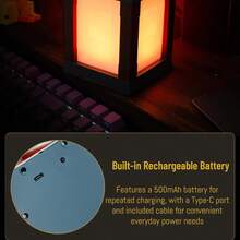 Pixelated Lantern LED Night Light, 16-Color Led Wall Mood Night Light With Remote Control, Rechargeable Table/Wall Night Lamp, For Bedroom & Home Decoration (With Chain) - Nhiều màu - Xem 5