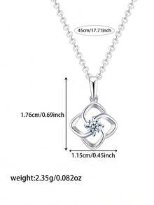 1 chiếc dây chuyền mặt đá Moissanite cao cấp bằng bạc 925, kích thước 4.0mm, thích hợp để đeo hàng ngày, dự tiệc, lễ hội, Giáng sinh, Lễ Tạ ơn, làm quà tặng sinh nhật cho phụ nữ. - Bạc - Xem 3