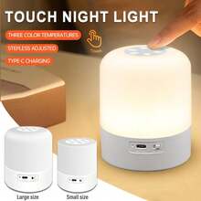 LiHangStar LED Night Light, USB Rechargeable Bedside Lamp, Touch Sensor, Dimmable Table Lamp, Color Temperature Adjustable, Suitable For Bedroom, Living Room, Corridor, Kitchen, Wardrobe, Warm Light/White Light - White - View 2
