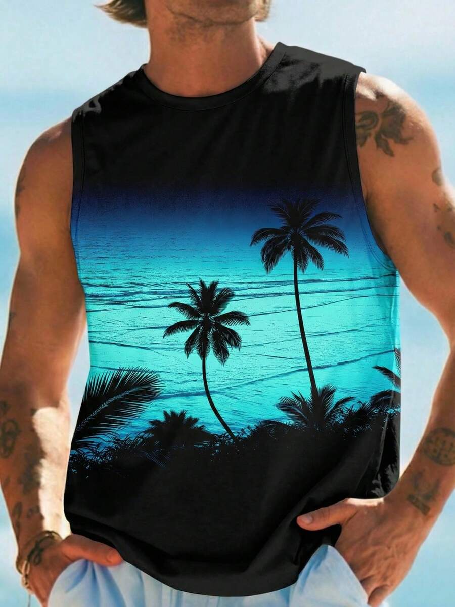 Ärmlös linne med ombre-tryck för män - Multifärgad - Visa 1