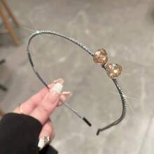 1 szt. Elegancka opaska na głowę z kokardą i kryształkami, modny dodatek do włosów dla kobiet - Wielokolorowe - Zobacz 8