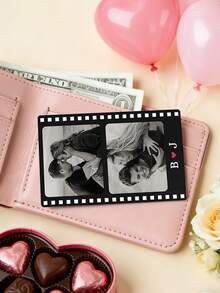 1pc Customize Photo Metal Wallet Card,Film Strip Insert Card With Picture & Message ,Personalized Love Quote & Photo Wallet Card,Anniversary Gift - Multicolor - View 5