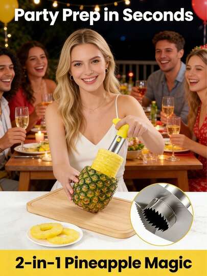 1 pieza Pelador y rebanador de piña de acero inoxidable, fácil de limpiar, apto para uso comercial, doméstico, hotelero, restaurante, supermercado y carrito de comida (estilo aleatorio). (¡Este producto está hecho de acero inoxidable y durante el transporte, debido al manejo brusco del mensajero, el producto puede tener pequeños rasguños, pero los rasguños no afectarán el uso normal!)