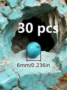 30/1000颗天然石珠，4-10毫米圆形绿松石宝石，散珠配弹力绳，可用于DIY手链和项链。 - 藍色 - 查看 44