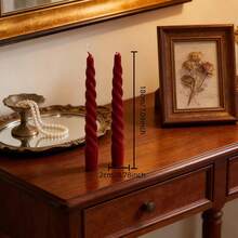 2pcs European Style Red Gear Shaped Long Handle Candles, Spiral Candles, Thick Spiral Candles, Thin Spiral Candles, Large Spiral Candles, Striped Long Handle Candles, High Quality Soy Wax Smokeless Candles, Premium - 2pcs - View 15