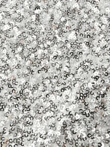 EARO 时尚闪亮银色亮片迷你裙，饰有精致蕾丝边，短款设计，时尚百搭 - 銀色 - 查看 6