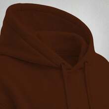 New Paris Print Warm Sweatshirt And Pants Set, Comfortable Autumn/Winter Loose Fit, Drawstring, Pockets, And Hood. - Rust Brown - View 3