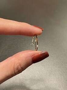 1pc S925 Sterling Silver Minimalist Rhinestone Open Ring, Adjustable Sweet Line Design Women Daily Wear Versatile Elegant Ring Gift - Diamond - View 6