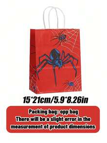 Marvel Paper Gift Bag Collection – 3 Styles (6/12/24pcs) Web & Hero Print Bags, Kraft Paper Bags With Handles, Perfect For Party Favors, Gifts, Candy Packaging & Daily Use, Ideal Gift For  Fans - Multicolor - View 3