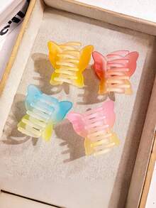 1pc/4pcs/12pcs Casual ABS Plastic Butterfly & Rose Flower Claw Clips, Retro French Style Unique Design Hair Clips, Hair Claw Barrettes For Women - Multicolor - View 12