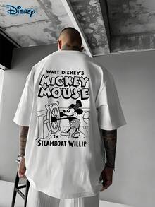 Fashionable Classic Mickey Mouse T-Shirt, Mickey Cartoon Opening Tee, Disney Cruise Sweatshirt, Disney Adventure T-Shirt, Mickey Cruise Shirt,220g Pure Cotton Disney Printed Round Neck Short Sleeved T-Shirt, Disney Shirt, Streetwear, Suitable For Gatherings, Daily Wear, And Vacations, Men's Gifts - trắng - Xem 3