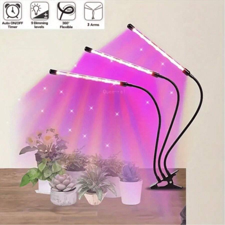 LED Plant Growth Light, Indoor Plant Grow Light, Red & Blue Dual Spectrum, Flexible Gooseneck, USB Powered, Adjustable Plant Lamp, Greenhouse Growing Light, Ideal For Desk Plants, Flowers, Potted Plants, Succulents, Seed Germination (Charger Not Included) - Multicolor - View 1